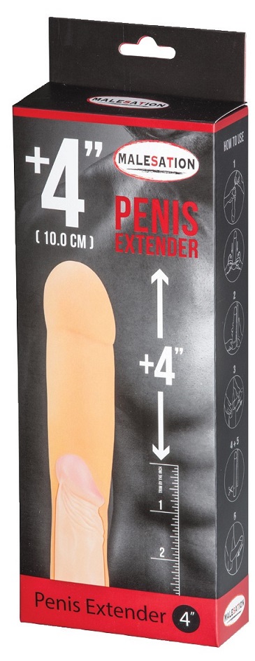 Penis sleeve with an anchored extension in the tip (appr... Malesation - Penis Extender 4" - Skin photo-2