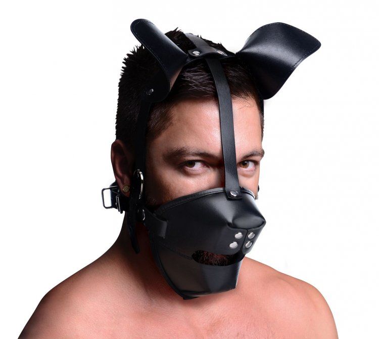 Turn your partner into your kinky little pet when you make t... Master Series - Pup Puppy Play Hood Breathable Ball Gag - Black photo-3