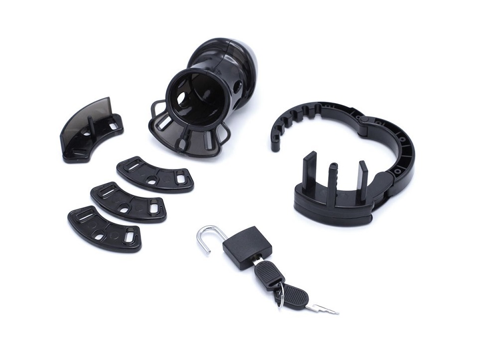 This black adjustable plastic chastity device causes the pen... Kiotos - Plastic Adjustable Chastity Device - Black photo-8