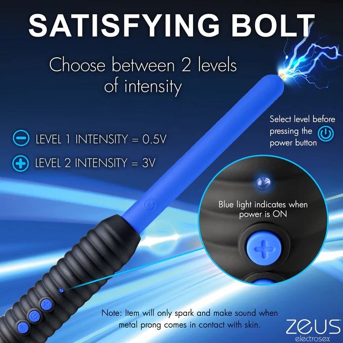Delight and terrorize your masochistic partner with this e-s... Zeus Electrosex - Shock Rod E-Stim Wand - Blue photo-3