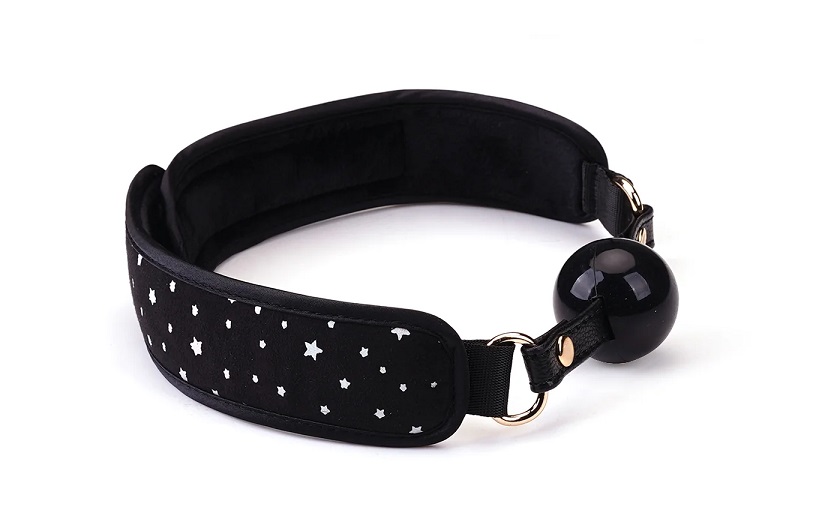 A vivid starry night bondage kit made of black PU dotted wit... Liebe Seele - Stary Nights Bondage Kit 7pcs - Black photo-4