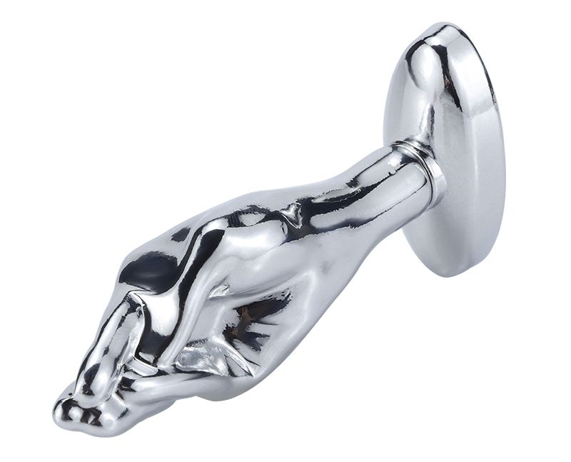 Silver palm anal plug with diamond oval bottom finished MT - Gem Anal Hand Plug M-size - Blue photo-4