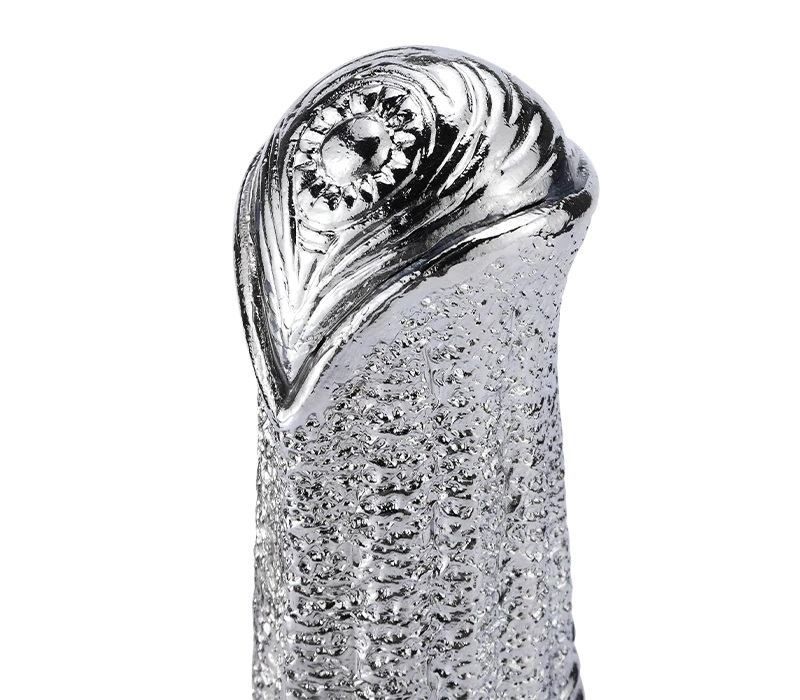 Large and beautiful G-spot metal strapon dildo with balls MT - Metal G-Spot Dildo - Silver photo-6