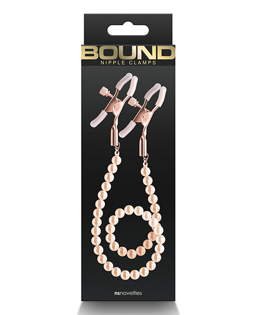 Bound Adjustable Nipple Clamps are for erotic and stimulatin... NS Novelties - Bound DC1 Nipple Chain Clamps - Rose Gold photo-3