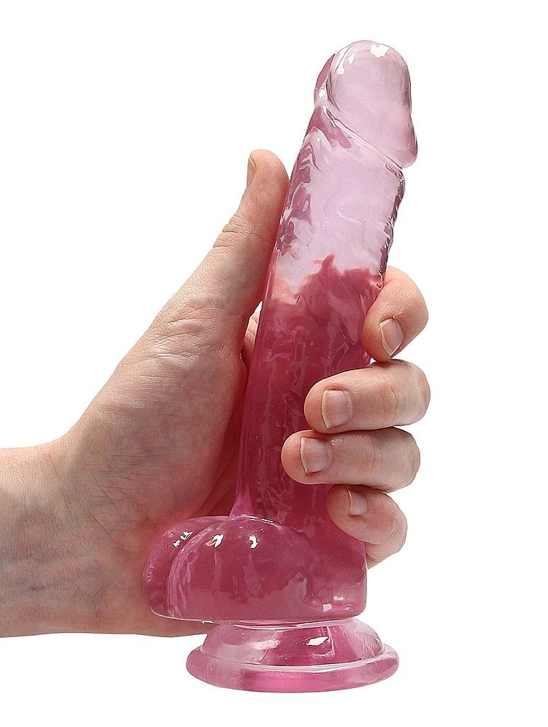 This REALROCK CRYSTAL CLEAR model has been designed with rea... RealRock - 7" Realistic Dildo w Balls - Pink photo-5
