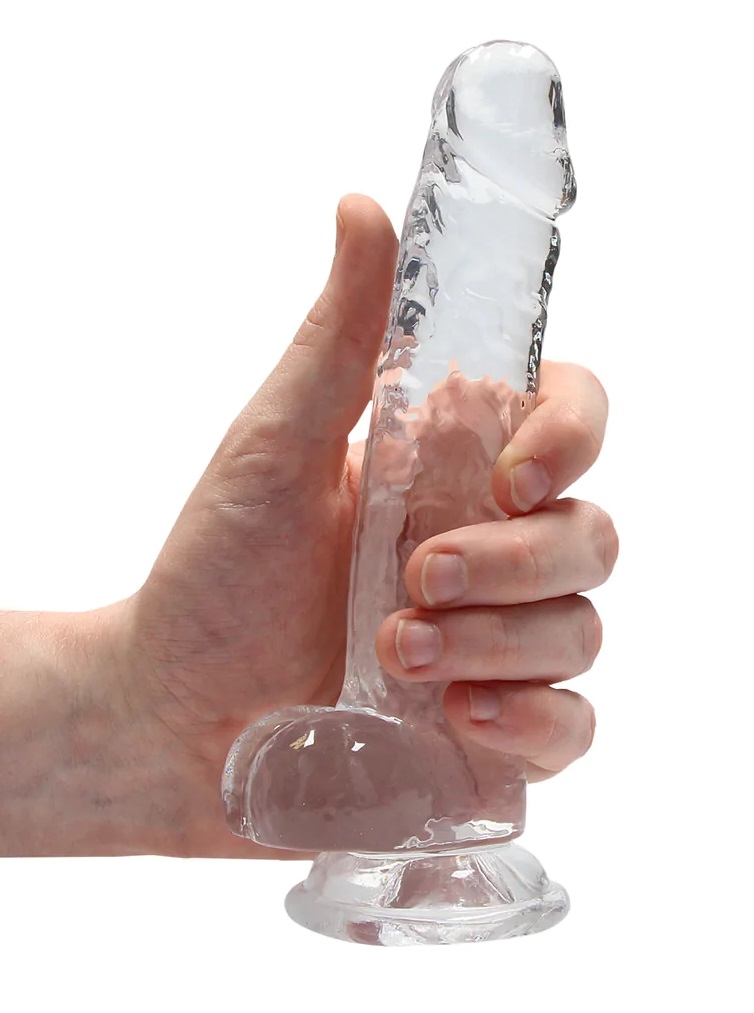 This REALROCK CRYSTAL CLEAR model has been designed with rea... RealRock - 7" Realistic Dildo w Balls - Clear photo-5