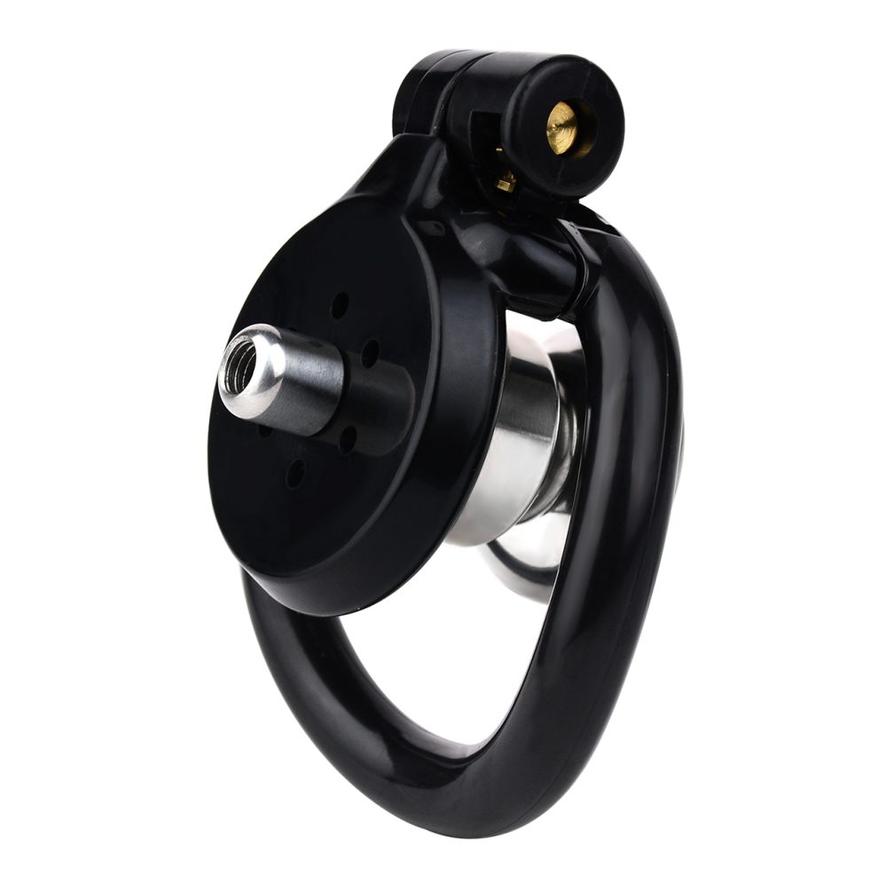 Material: Resin+304 Stainless steel
Cage inner diameter:... FAAK - Chastity Cage 45mm w Catheterization Hood - Black photo-3