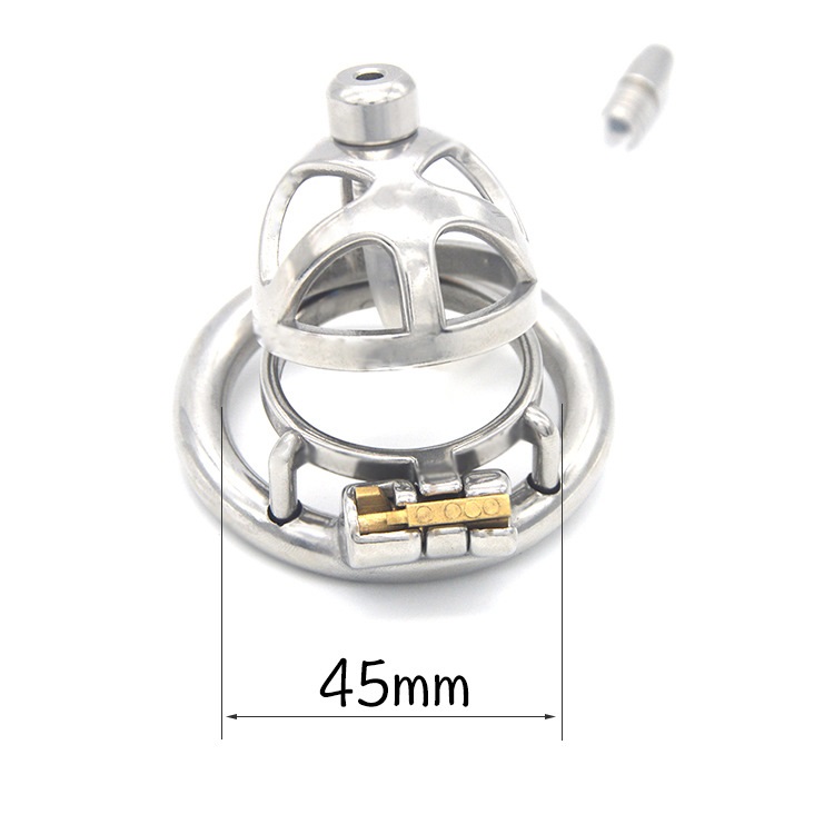 Total high: 49mm &n... FAAK - Chastity Cage 04 w Belt & Catheter 45mm - Silver photo-8