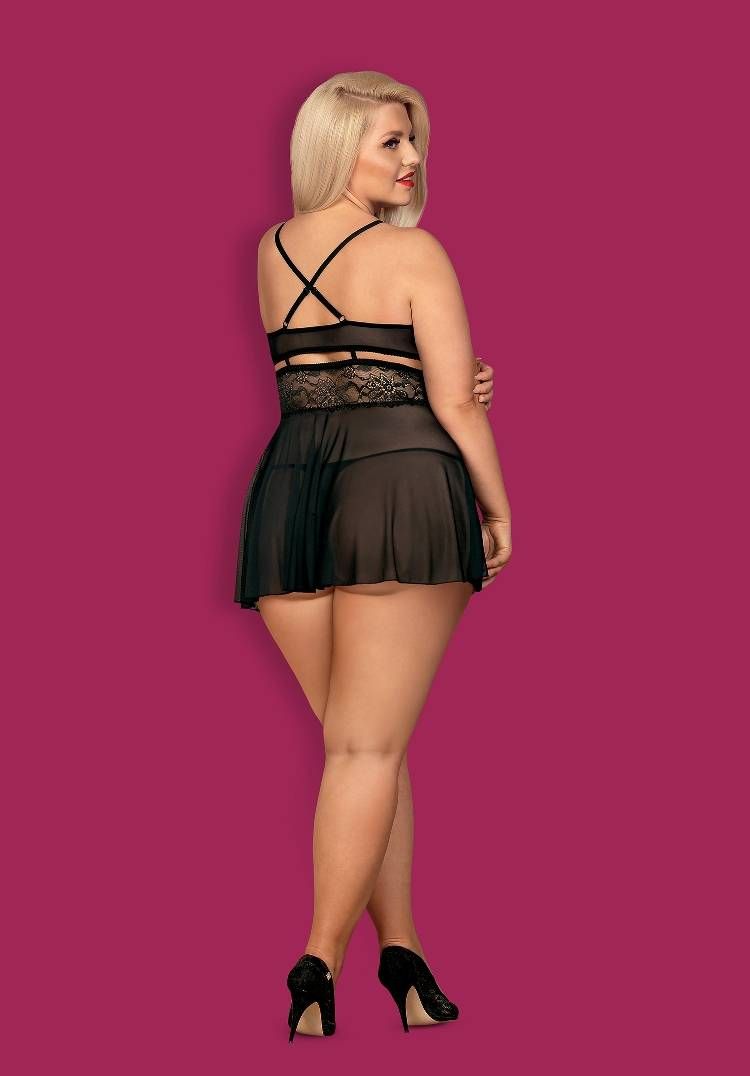 Do you like to warm up the atmosphere in your bedroom? You’l... Obsessive - 838-BAB-1 Babydoll & Thong - Black - XXL photo-5