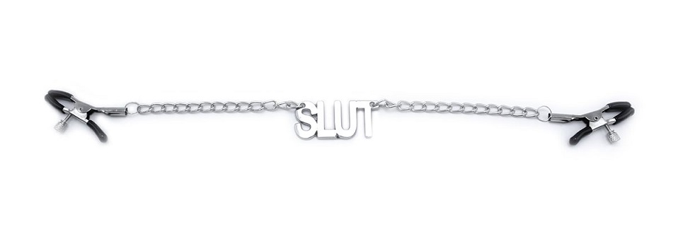 Tag your partner with this incredible name label thack hangs... Kiotos - Slut Chain Nipple Clamps photo-3