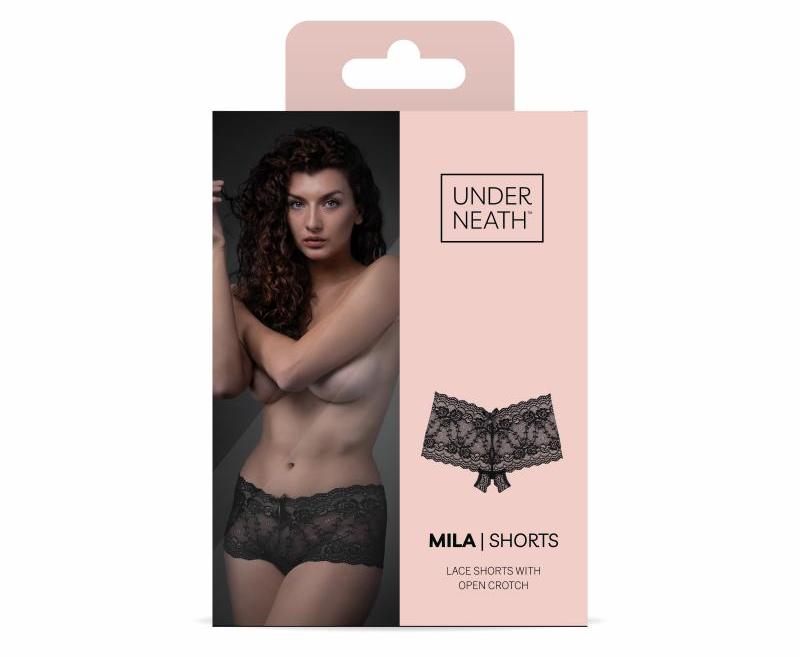 These crotchless lace briefs fit beautifully. The mid-rise b... Underneath - Mila Crotchless Briefs - Black - L/XL photo-5