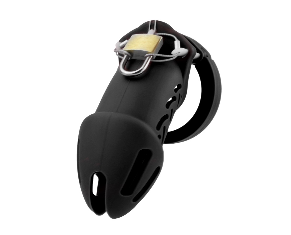 Cage high: 70mm &nb... FAAK - Silicone Chastity Cage 113 - Black photo-2