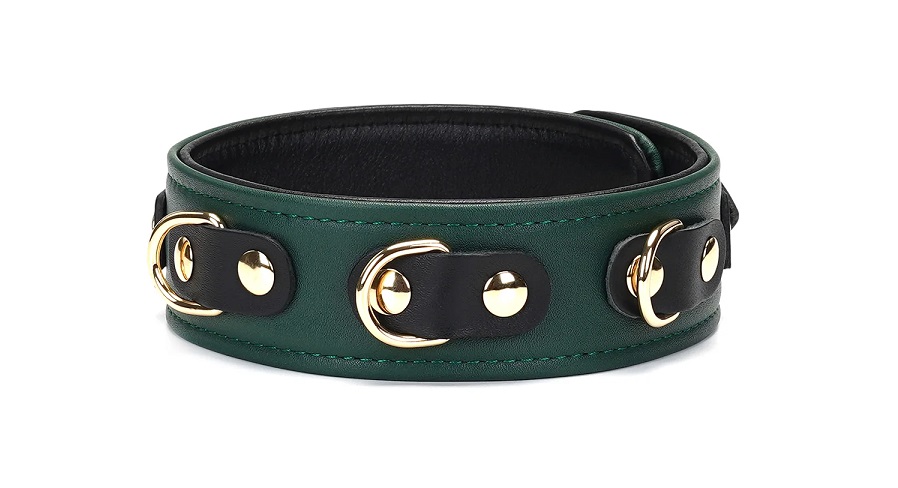 Limited Edition dark green cow leather collar. Turn on your ... Liebe Seele - LE Premium Collar w Leash - Dark Green photo-2