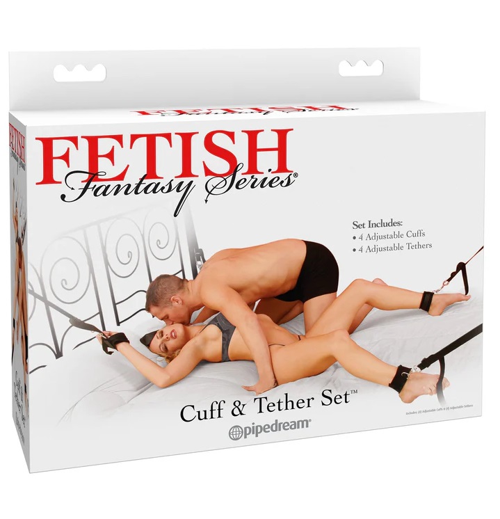 You are bound to please your lover with this versatile Cuff ... Fetish Fantasy - Cuff & Tether Set - Black photo-6