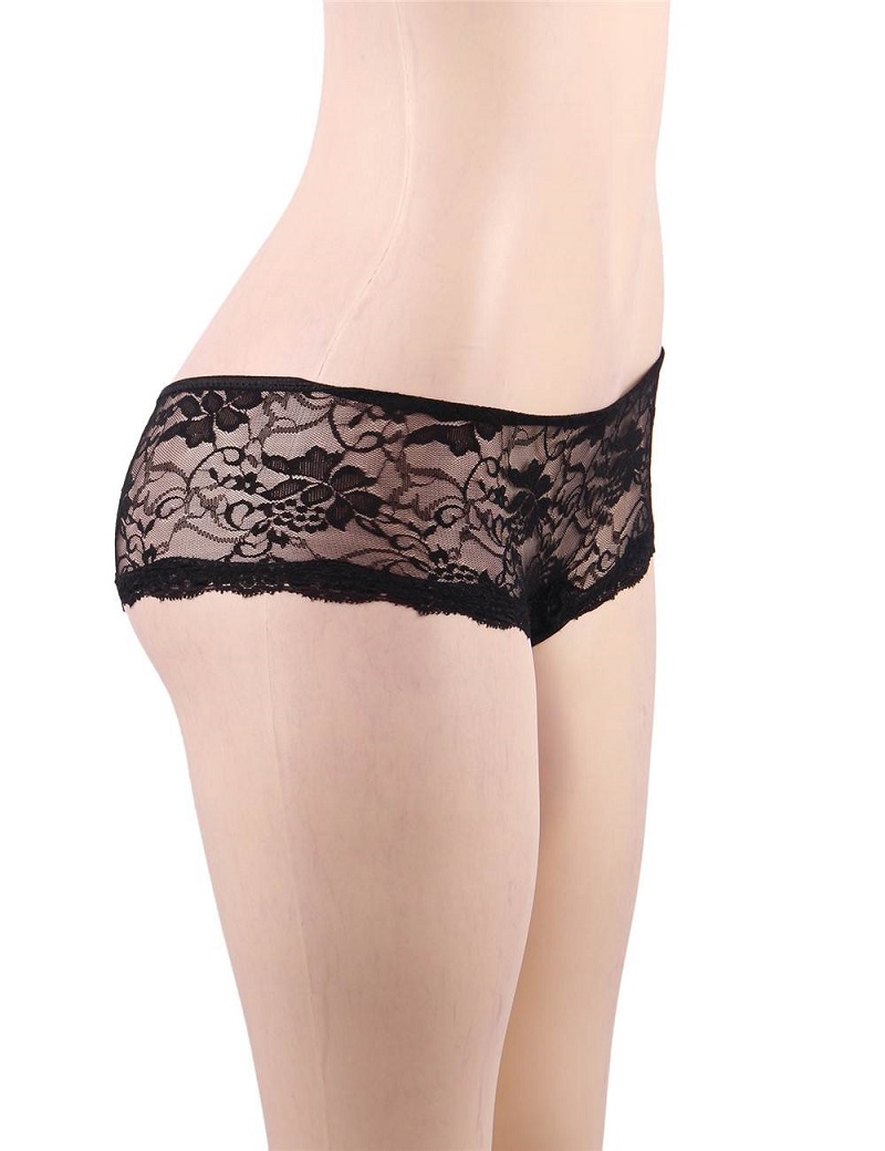 One of the most notable features of P5179 is the lace fabric... Ohyeah - Open Floral Lace Panty - Black - M photo-6