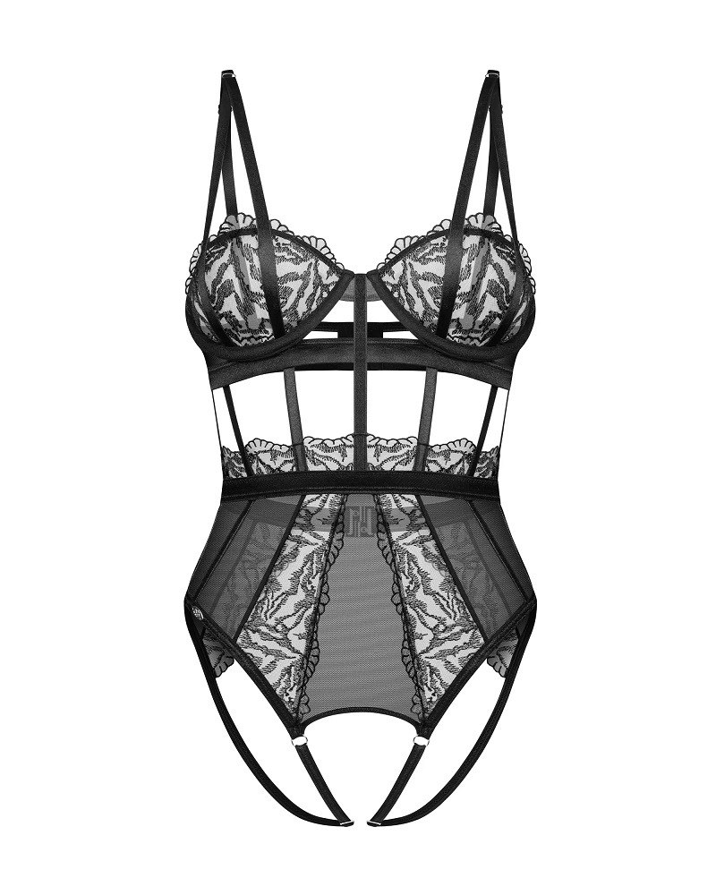 Seductive down to the very last strap. The Hersis teddy comb... Obsessive - Hersis Crotchless Teddy - Black - S/M photo-8