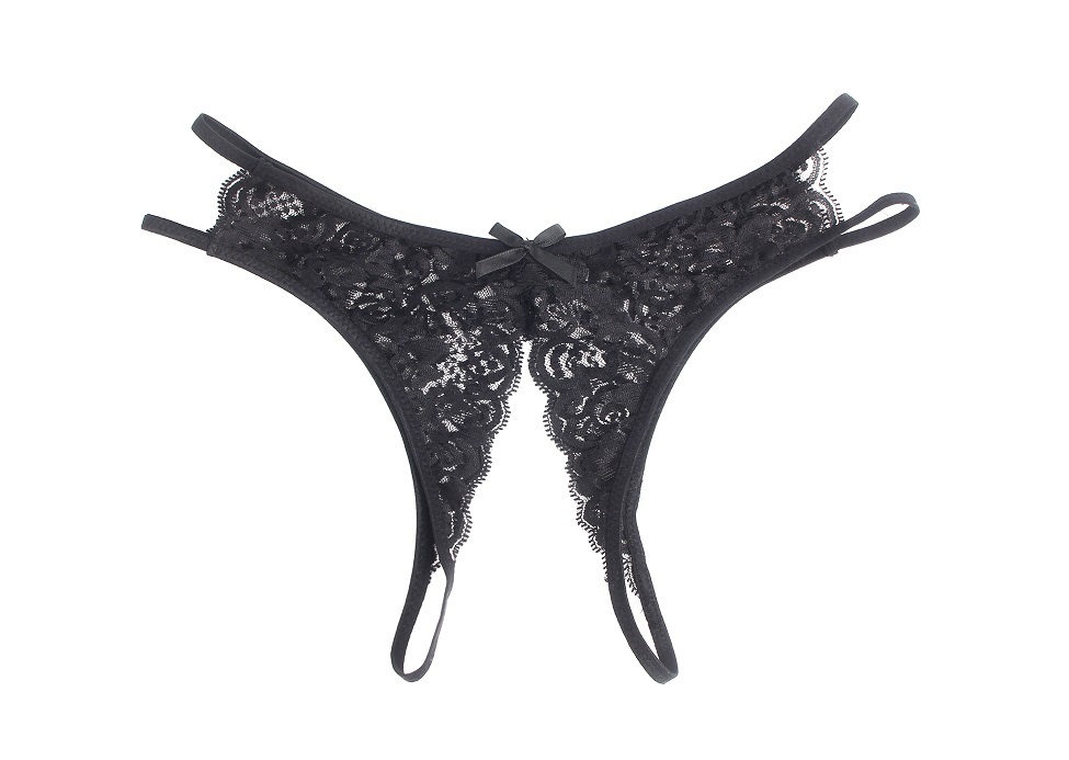 Sexy open crotch lace panty with cute bow
Material &nb... Ohyeah - Crotchless Lace Panty - Black - L photo-9