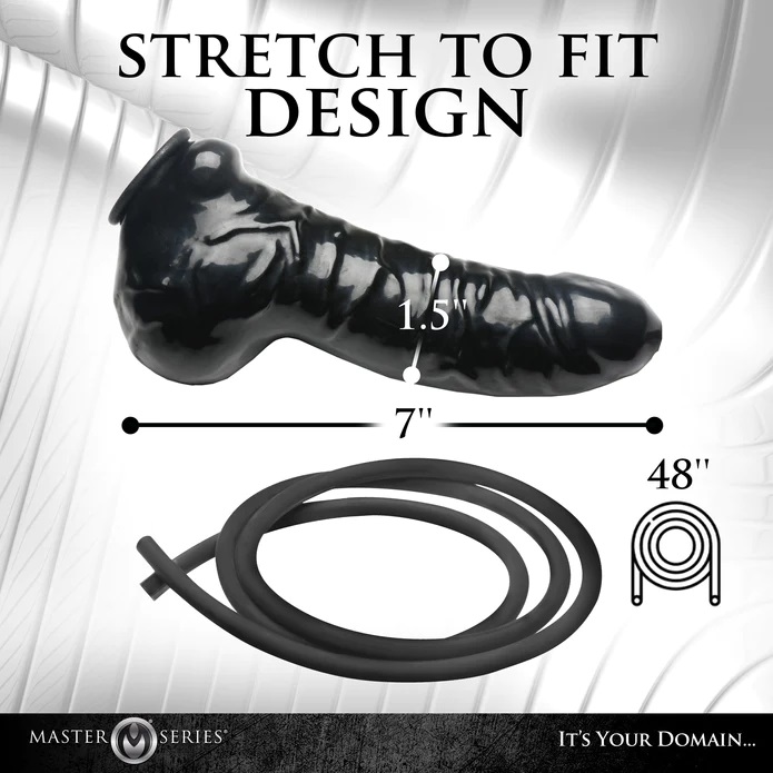 Enjoy both latex and water-sports with this Realistic Penis ... Master Series - Guzzler Penis Sheath w Tube - Black photo-9