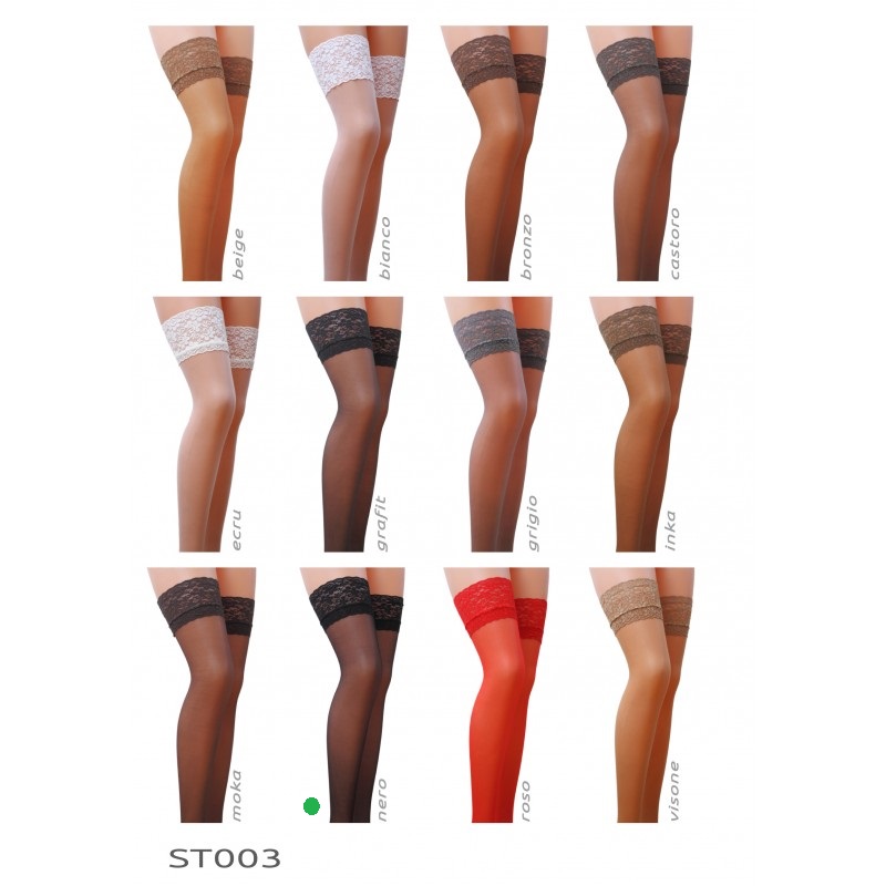 Self-supporting stockings with lace, two strips of silicone,... Passion - ST003 Stockings - Black - 3/4 photo-4