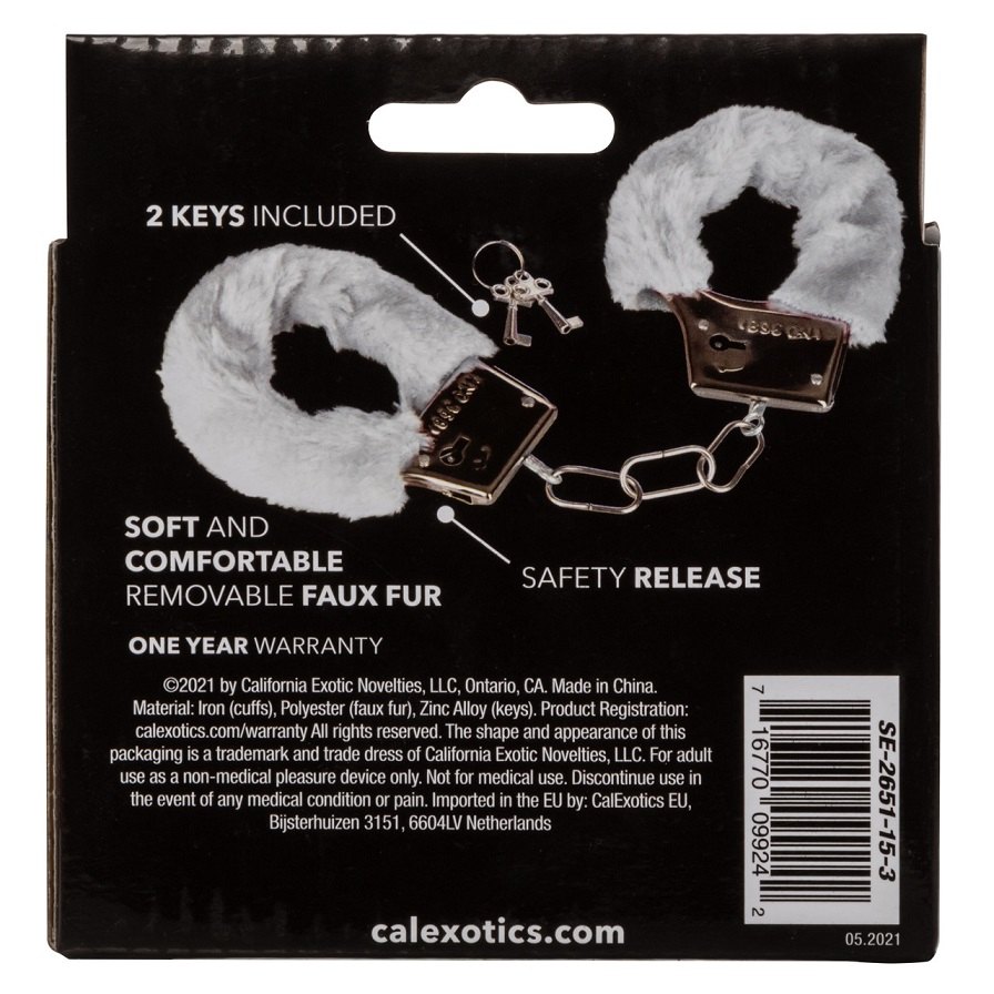 Let your lover take the lead and indulge in sensationally en... CEN - Playful Furry Cuffs - White photo-9