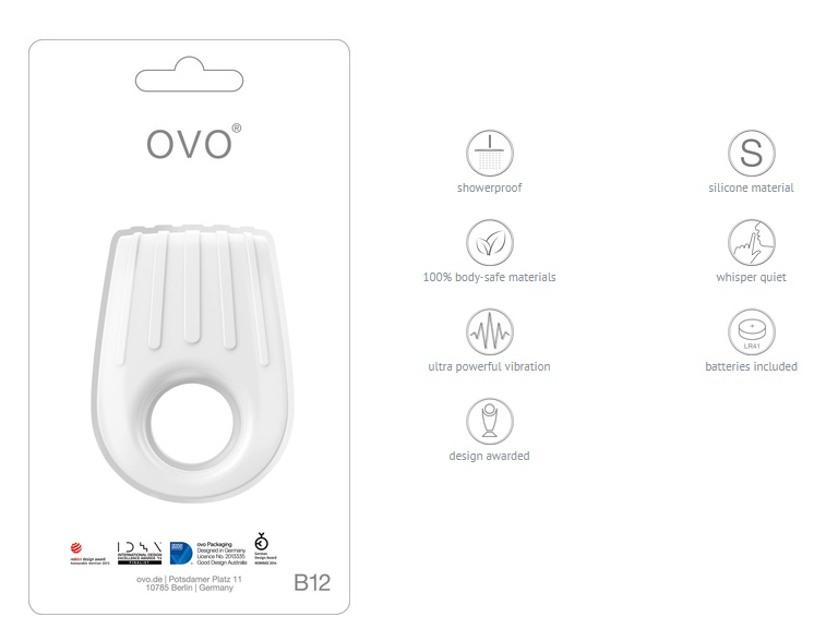ovo B12 is made of 100% body safe silicone, with soft an... Ovo - B12 Vibro Ring - White photo-5