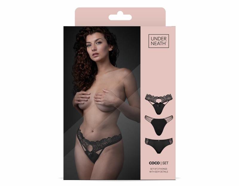 Make your lingerie collection even more complete with this b... Underneath - Coco Thong Set 3 pcs - Black - S/M photo-14