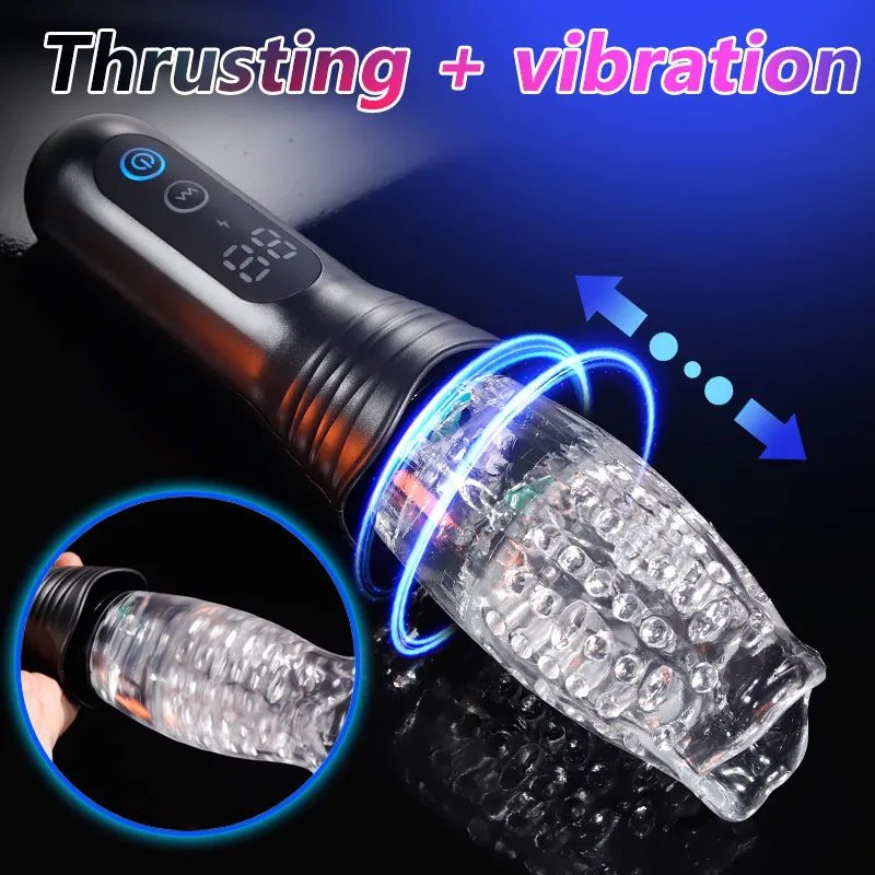 Mens sex toys features 9 powerful rotating and thrusting set... Secwell - Thrusting Vibro Masturbator - Black photo-4