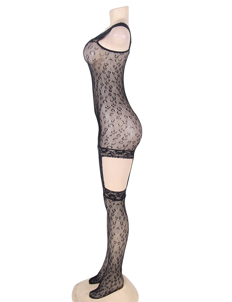 Leopard patterned bodystocking with garter
Material &n... Ohyeah - Leopard Bodystocking w Garter - Black - XL photo-6
