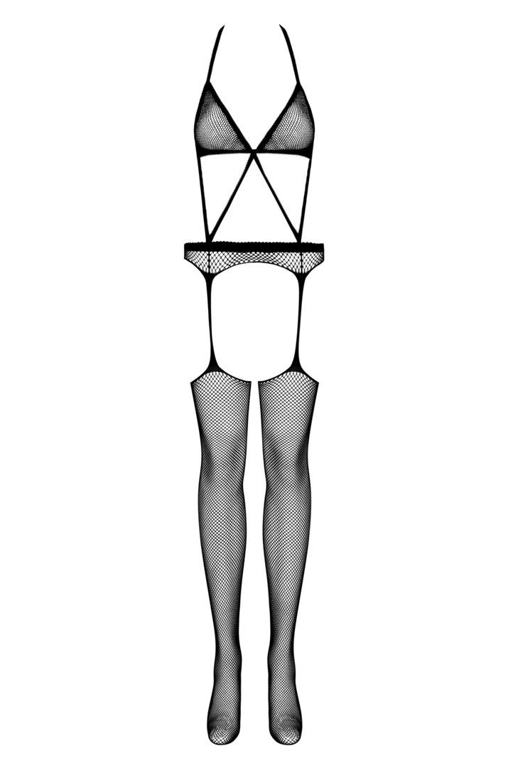 Elegant and frivolous bodystocking - stockings with garter b... Obsessive - Bodystocking N108 - Black - S/M/L photo-5