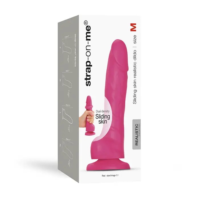 The only dual density silicone Sliding skin realistic dildo ... Strap-On-Me - Sliding Skin Dildo M - Fuchsia photo-9