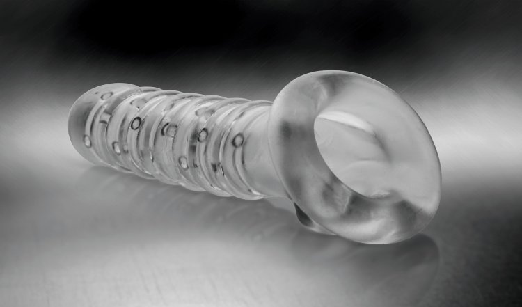 Add length and girth to your erection with a textured enhanc... TOF - Textured Girth Enhancer - Clear photo-4