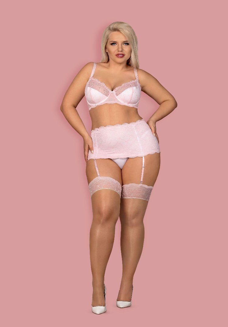 Are you a big fan of sexy lace and subtle colours? Do you fe... Obsessive - Girlly 3-pcs Set - Pink - XXL photo-3