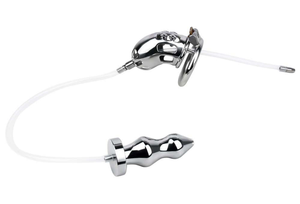 Material: 304 Stainless steel
Cage length: 90mm &... FAAK - Metal Chastity Cage w Catheter & Plug photo-6