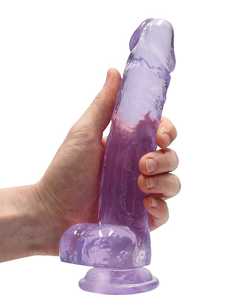 This REALROCK CRYSTAL CLEAR model has been designed with rea... RealRock - 8" Realistic Dildo w Balls - Purple photo-5