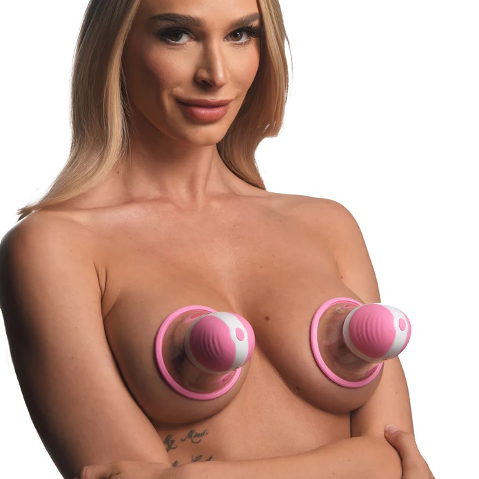 For those who want to expand the potential for arousal from ... Size Matters - 10X Rotating Nipple Suckers - Pink photo-3
