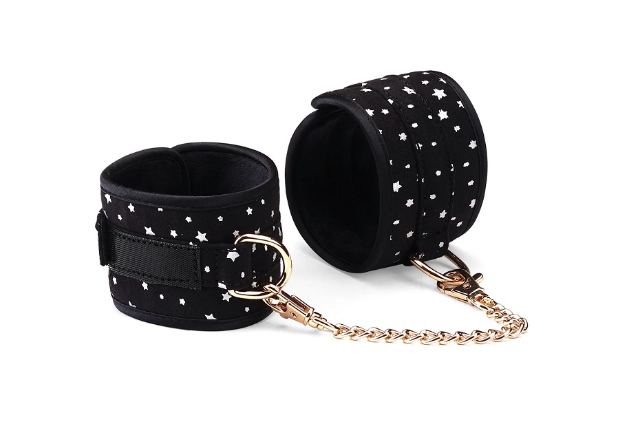 A vivid starry night bondage kit made of black PU dotted wit... Liebe Seele - Stary Nights Bondage Kit 7pcs - Black photo-6