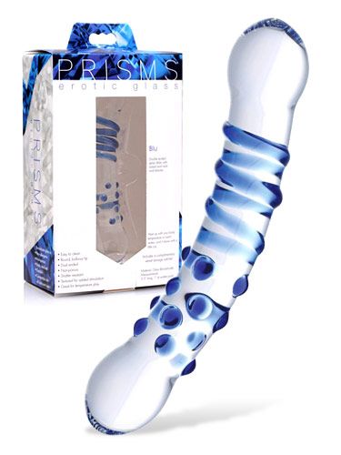 This gorgeous glass dildo is double-ended for your endless p... Prisms Erotic Glass - Blu Dual Ended Dildo - Clear photo-2