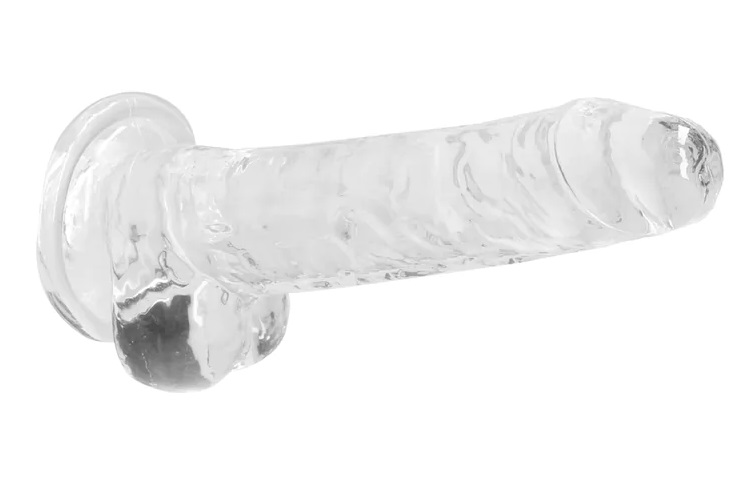 This REALROCK CRYSTAL CLEAR model has been designed with rea... RealRock - 7" Realistic Dildo w Balls - Clear photo-4