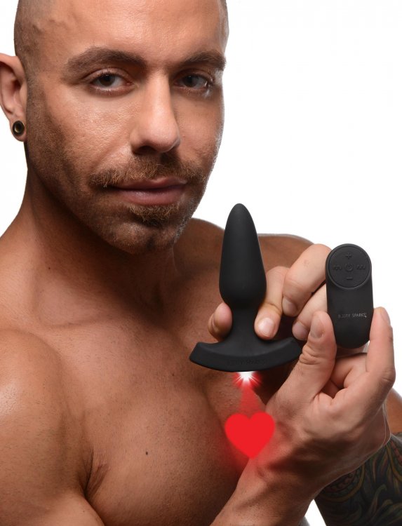 Show off your heart and your rhythm! This anal plug has a br... Booty Sparks - Laser Heart Anal Plug S - Black photo-3