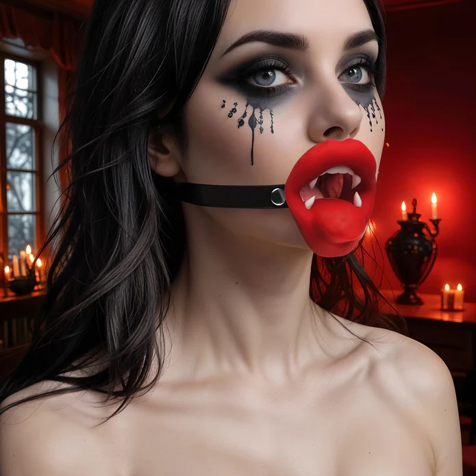 Elevate your oral game with the unique Vampire Vibrating Mou... Master Series - Vampire Vibro Mouth Gag - Red photo-2