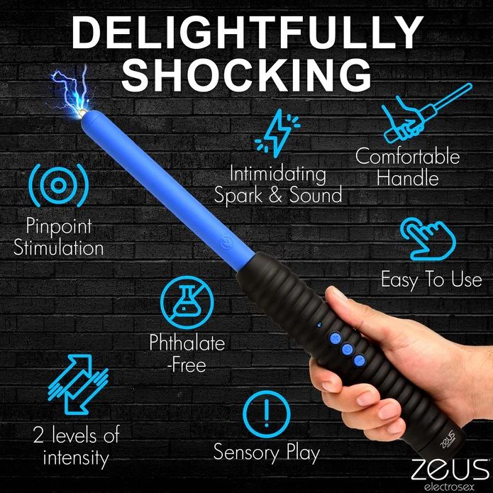 Delight and terrorize your masochistic partner with this e-s... Zeus Electrosex - Shock Rod E-Stim Wand - Blue photo-4