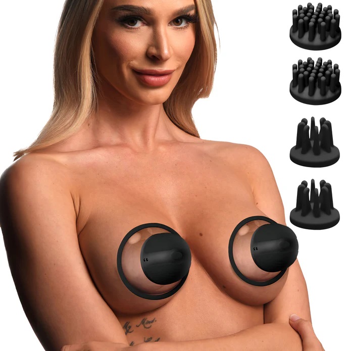 For those who want to expand the potential for arousal from ... Size Matters - 10X Rotating Nipple Suckers - Black photo-2