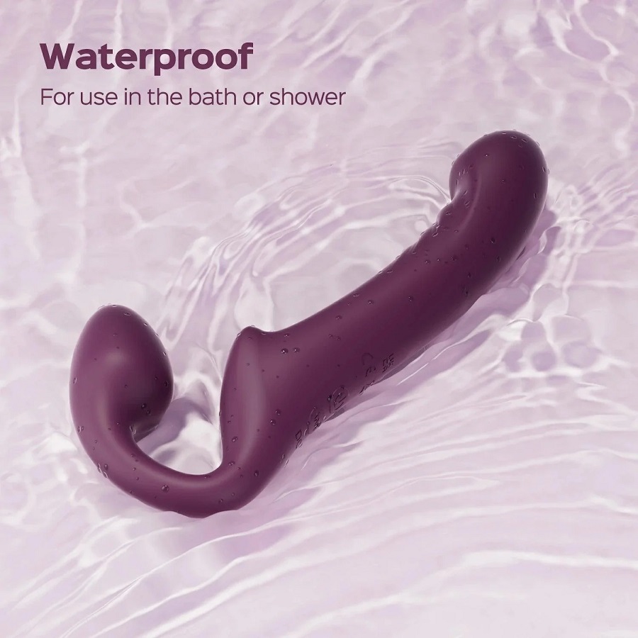 Strapless and Double-Ended: No harness needed for steamy str... Honey Play Box - Bliss Rotating Strapless Strap-On - Purple photo-6