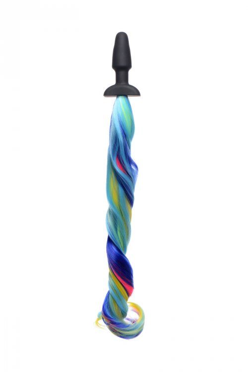Enjoy hot equine action in a fun, flirty color with this smo... Tailz - Pony Tail Anal Plug - Rainbow photo-3