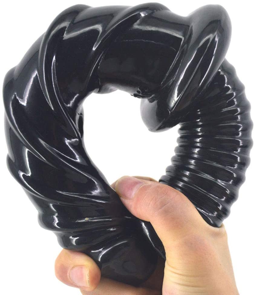 Spirail texture dildo with handle, environmental healthy, ea... FAAK - Spiral Anal Dildo w Handle - Black photo-4