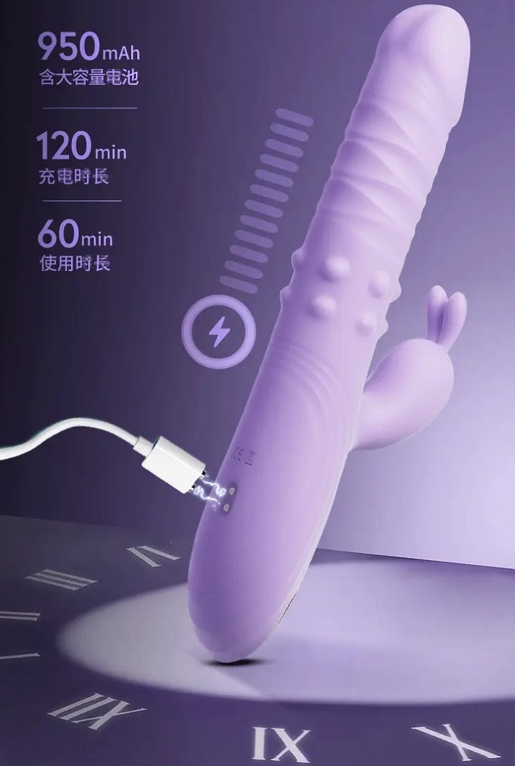 70 ways to play, telescopic dual vibro modess, rotating bead... Erocome - Eridanus Pro Thrusting Vibrator - Purple photo-12