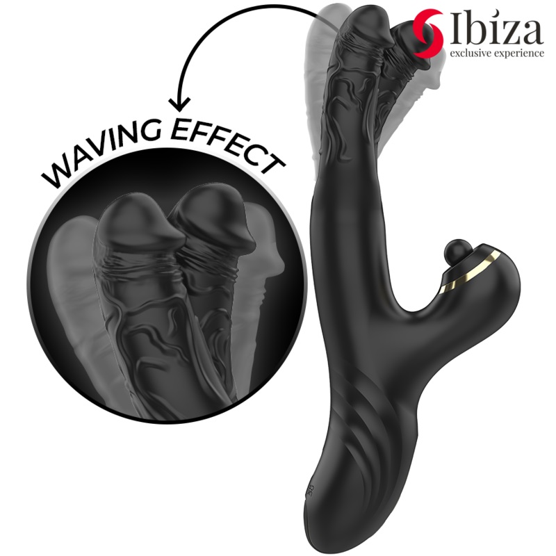 The TWO DRAGONS vibrator from IBIZA is a dual stimulation de... Ibiza - Two Dragons Tapping Vibrator - Black photo-3
