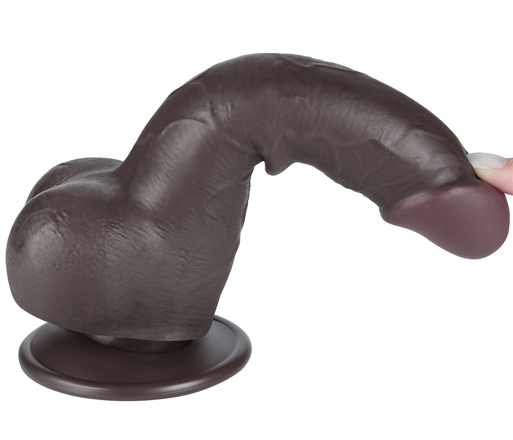 Made of realistic dual-layer sliding-skin material for Iifel... Lovetoy - 7.5" Sliding Skin Dildo 13.2cm - Brown photo-7
