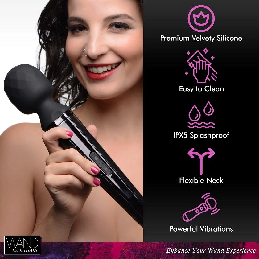 Relax into an elevated massage experience with the perfect v... Wand Essentials - 24X Diamond Head Massager - Black photo-5