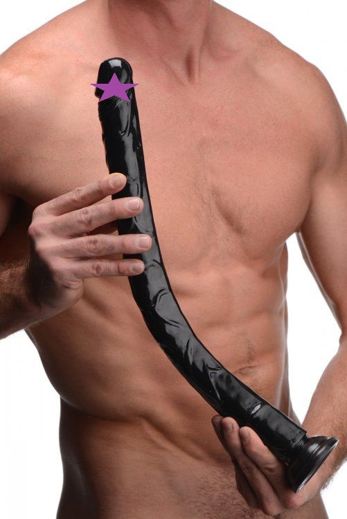 Rippling with bold veins that will massage your inner walls,... Hosed - 19" Realistic Anal Dildo - Black photo-2